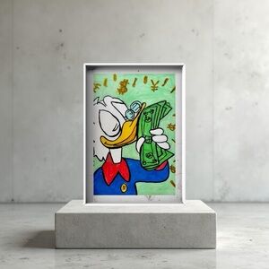 Disney Duck Illustration with Red and Blue Accents